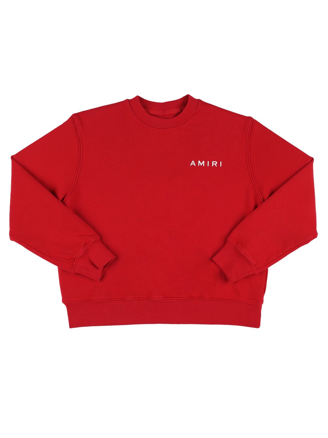 Amiri Kids' Cotton Crewneck Sweatshirt W/ Logo In Red
