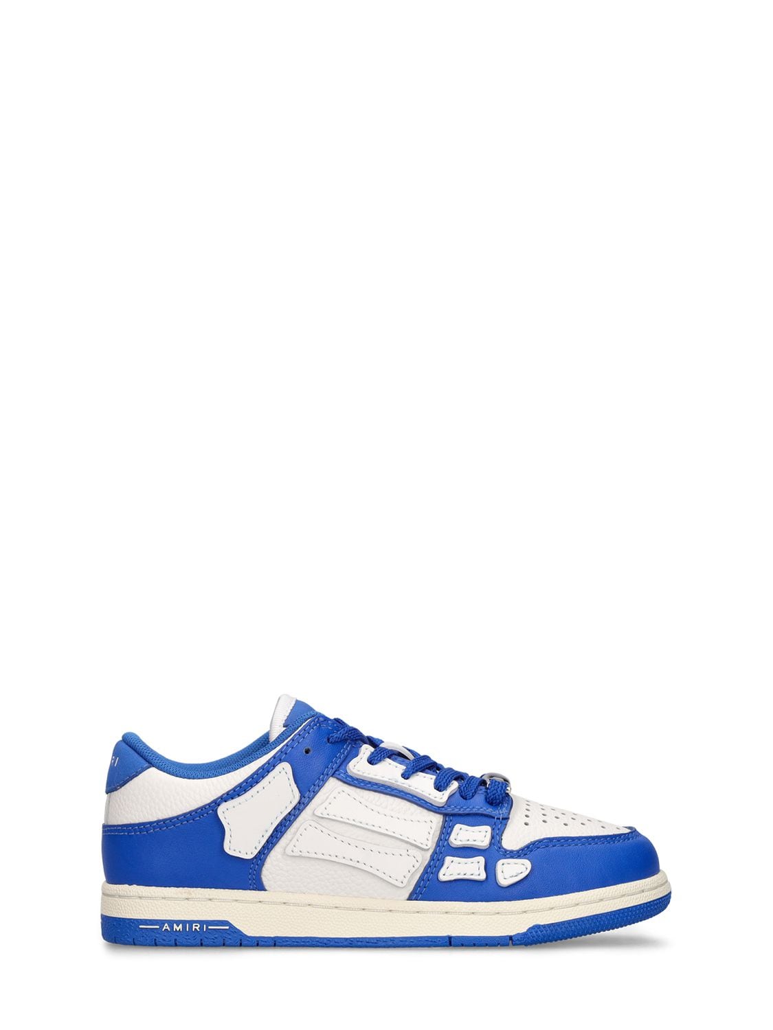 Amiri Kids' Leather Lace-up Sneakers In White,blue