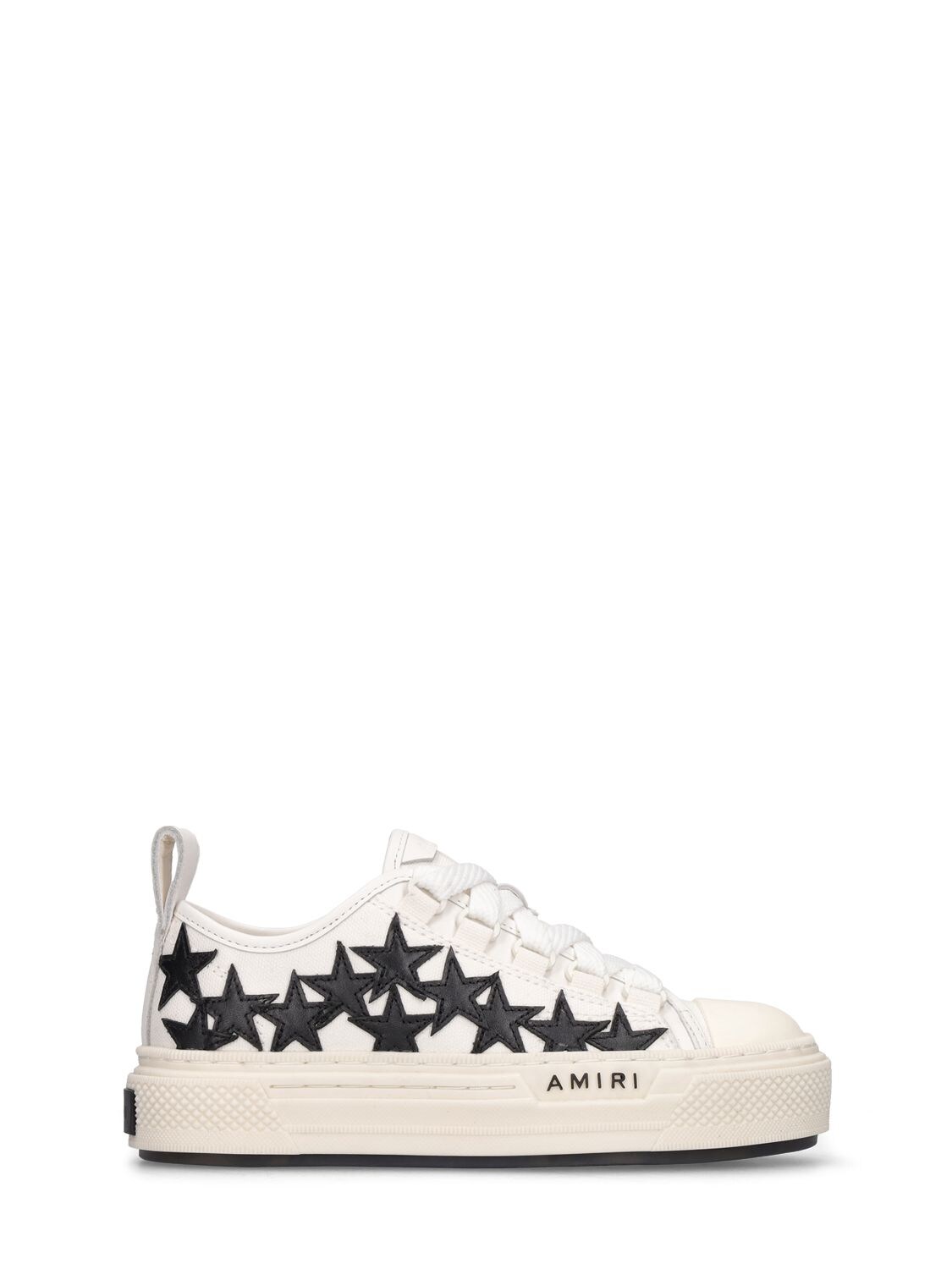 Amiri Kids' Printed Cotton Canvas Lace-up Sneakers In White,black