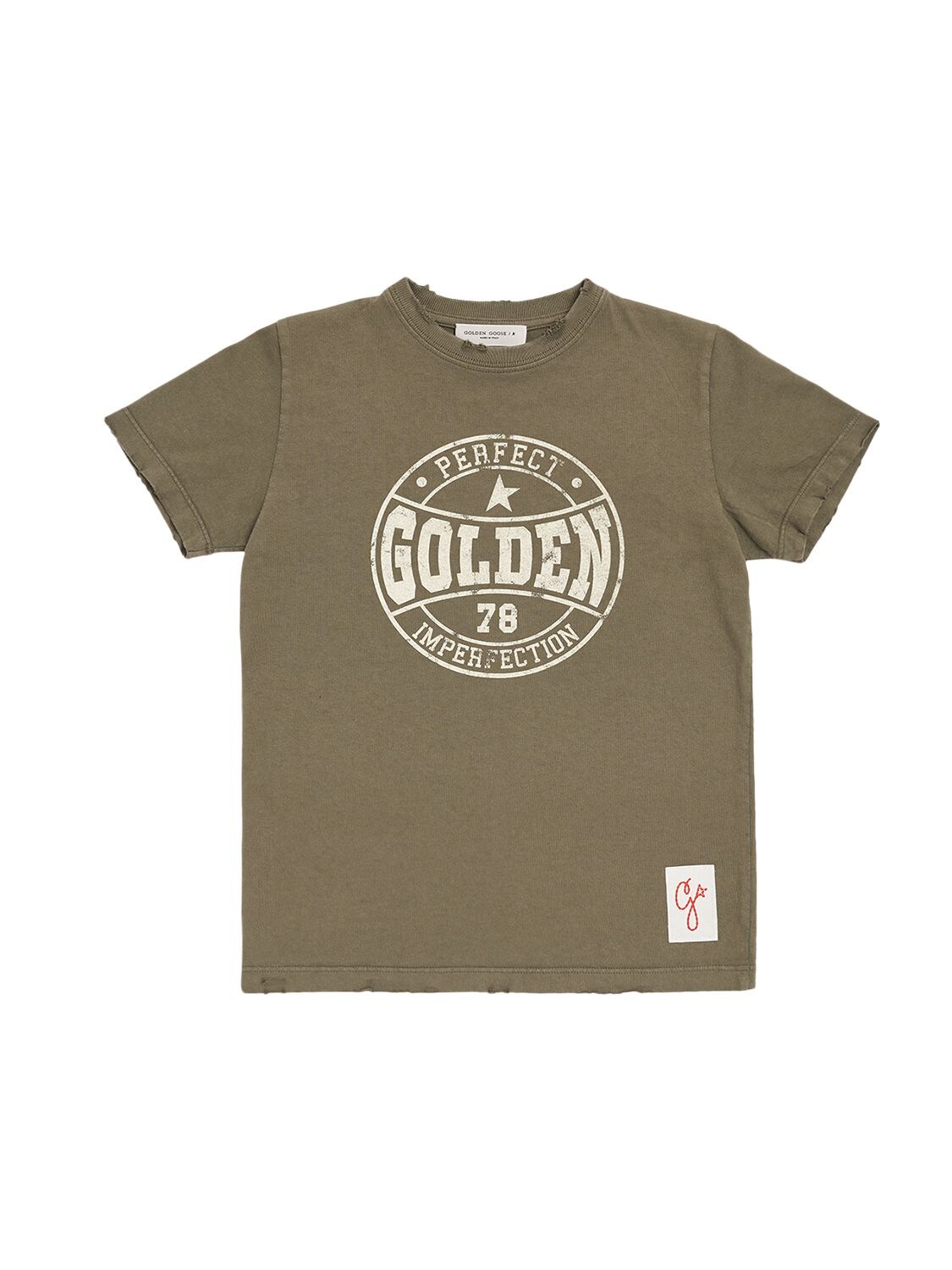 Golden Goose Kids' Printed Cotton Jersey T-shirt In Verde