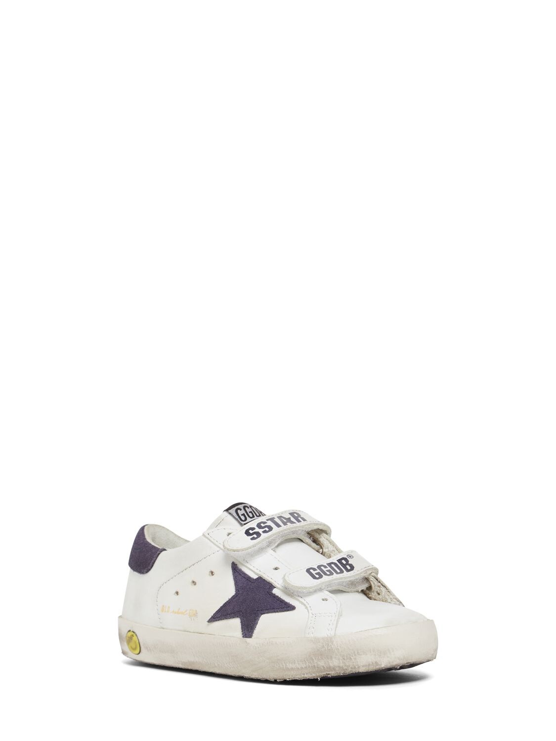 Shop Golden Goose Old School Leather Strap Sneakers In White