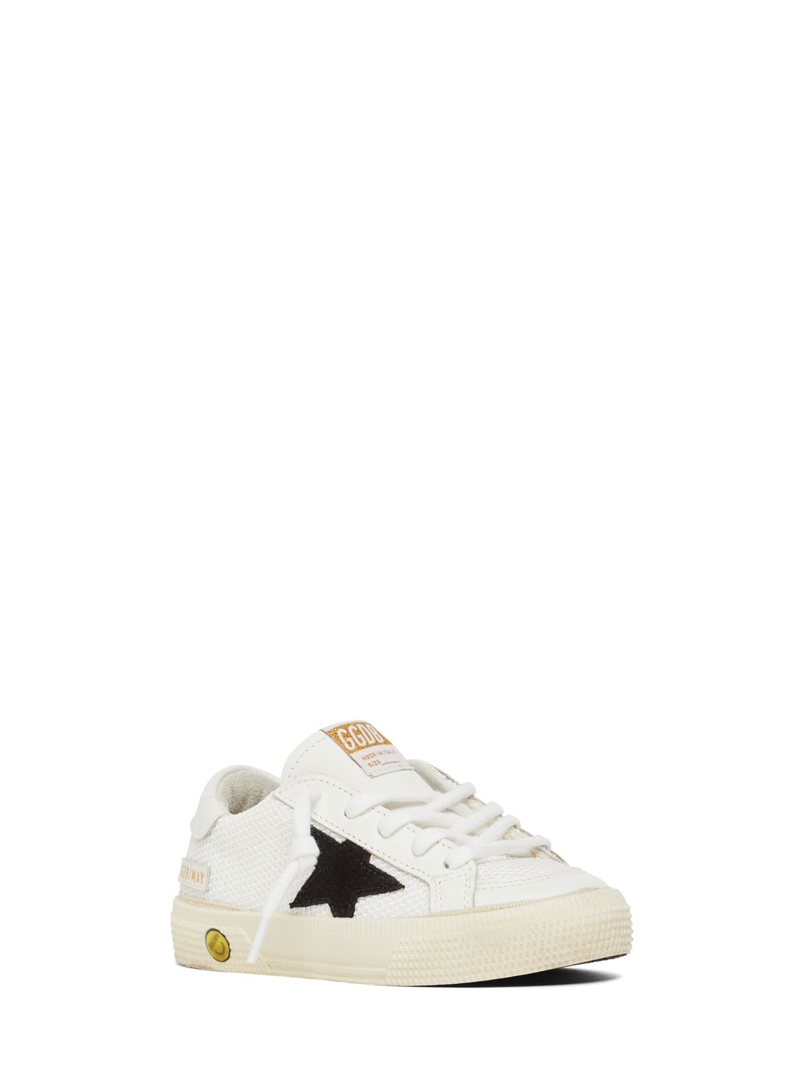 Shop Golden Goose May Leather Lace-up Sneakers In White
