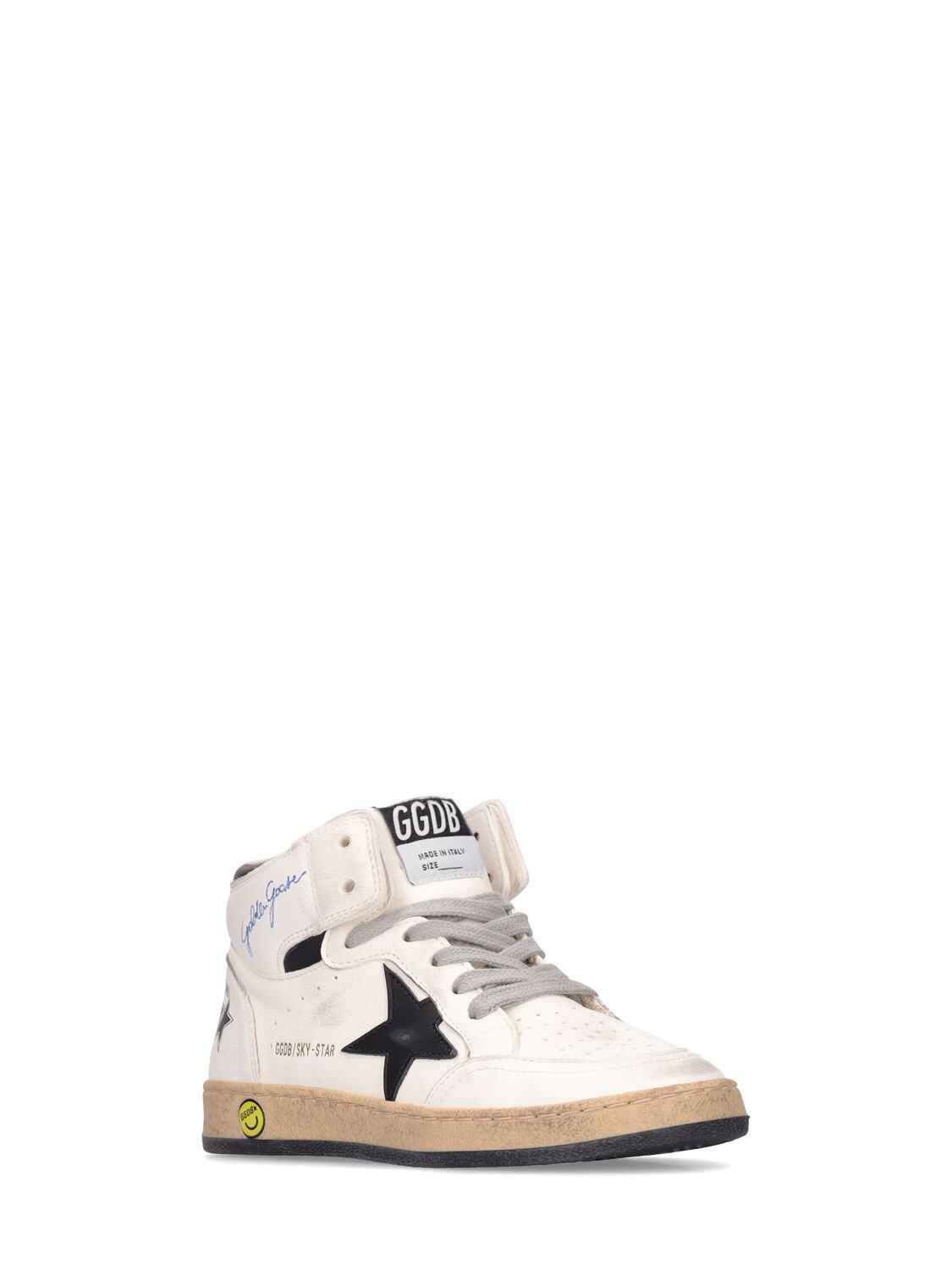Shop Golden Goose Sky Star Leather Lace-up Sneakers In White