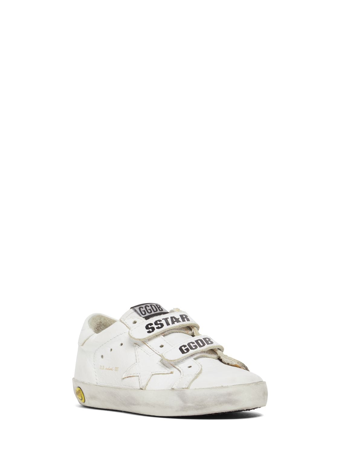 Shop Golden Goose Old School Leather Strap Sneakers In White