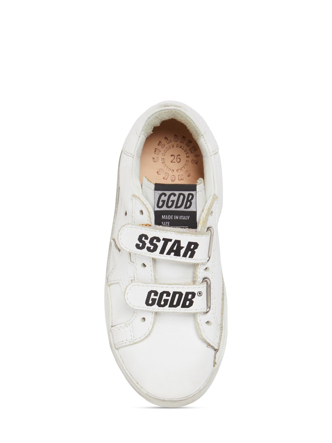 Shop Golden Goose Old School Leather Strap Sneakers In White