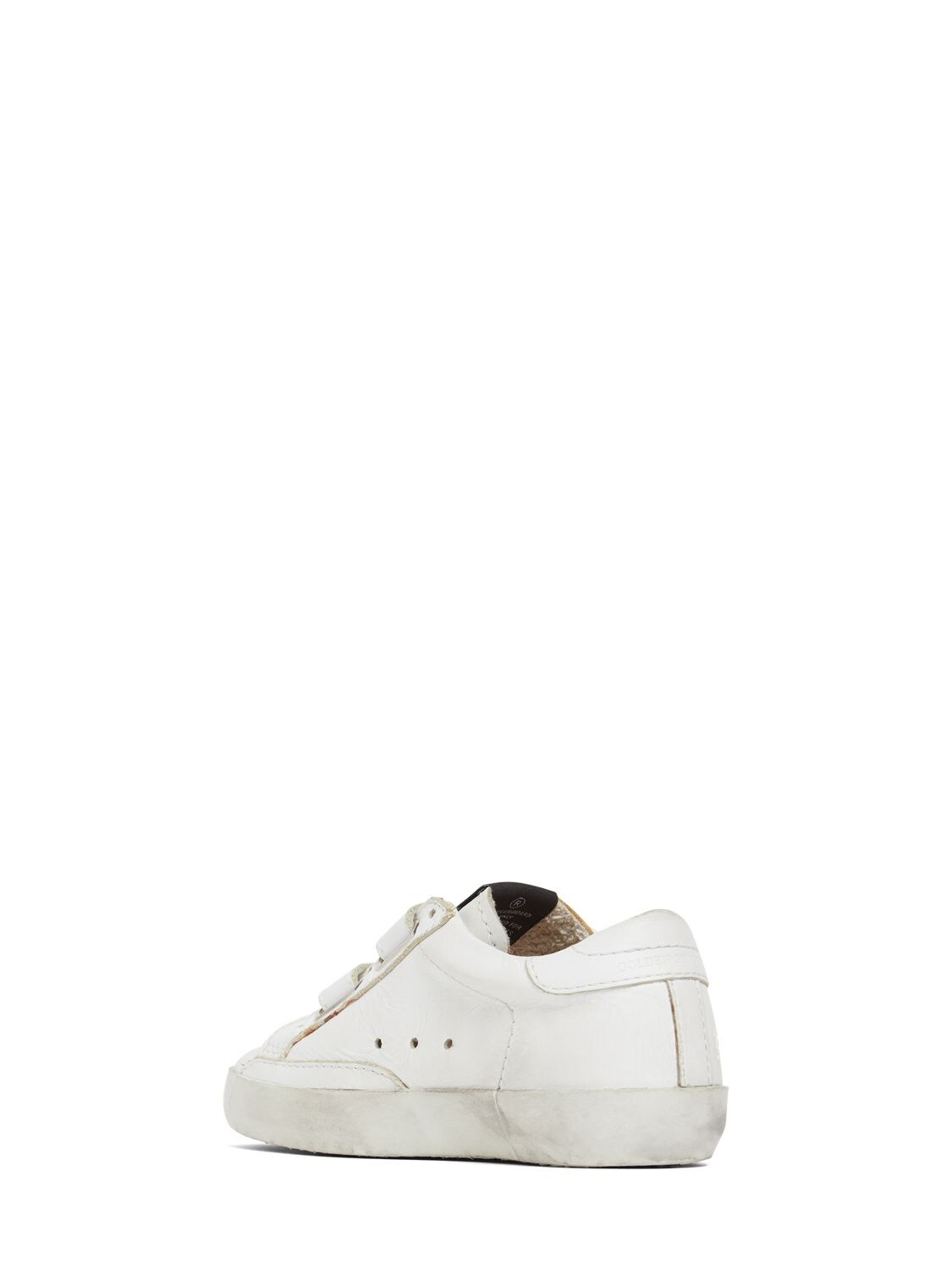 Shop Golden Goose Old School Leather Strap Sneakers In White