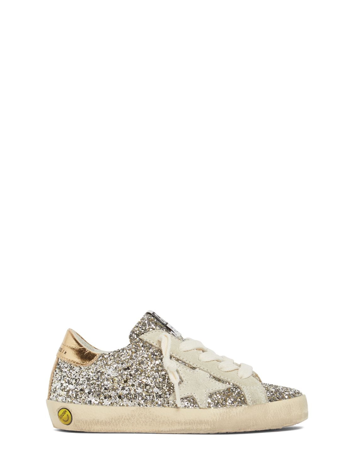 Golden Goose Kids' Super-star Glittered Lace-up Trainers In Silver