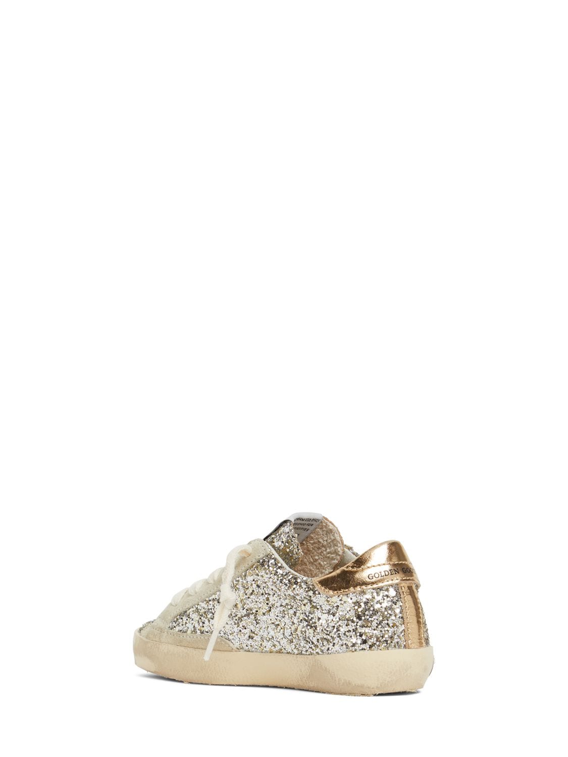 Shop Golden Goose Super-star Glittered Lace-up Sneakers In Silver
