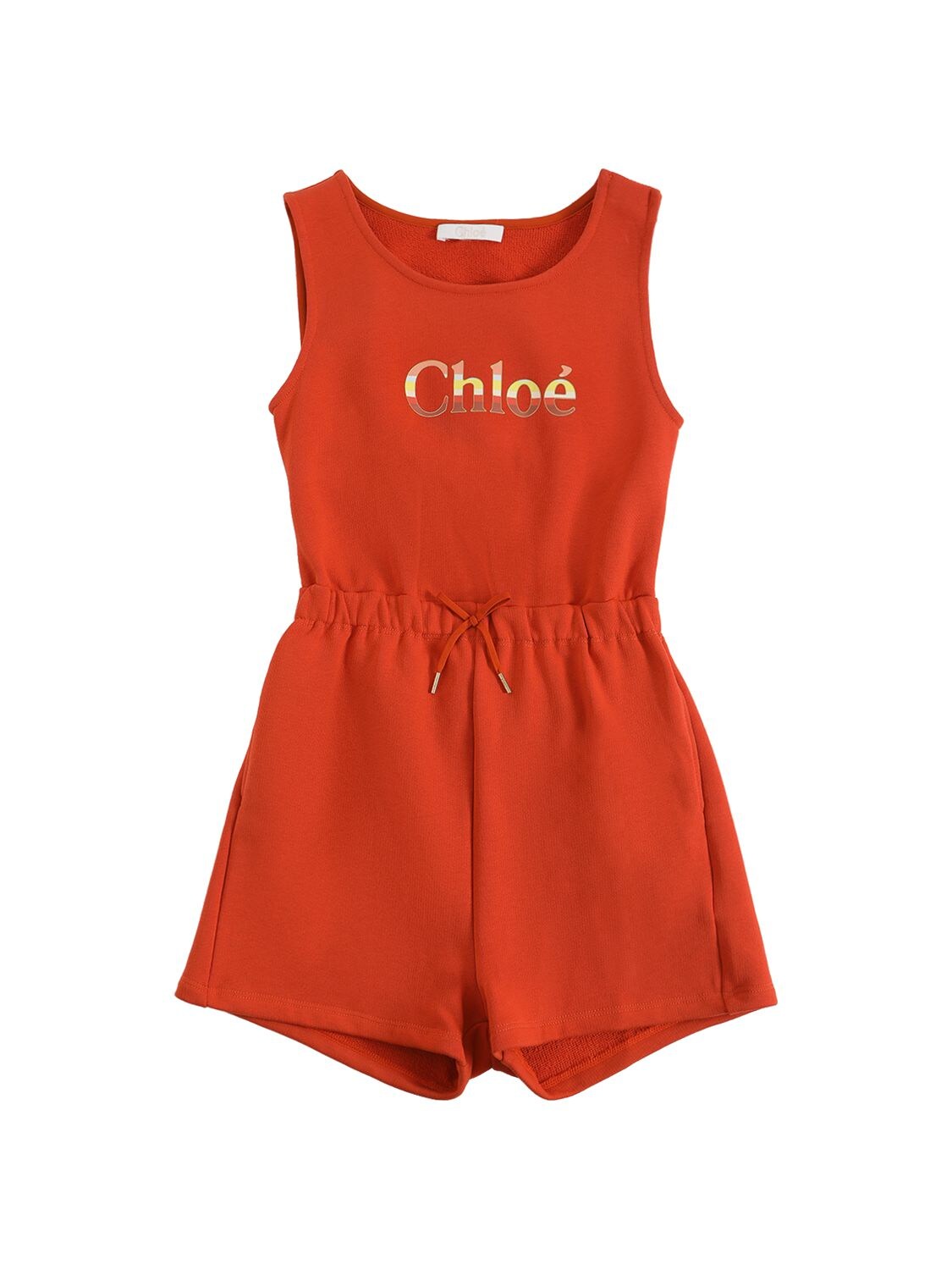 CHLOÉ LOGO PRINT ORGANIC COTTON PLAYSUIT