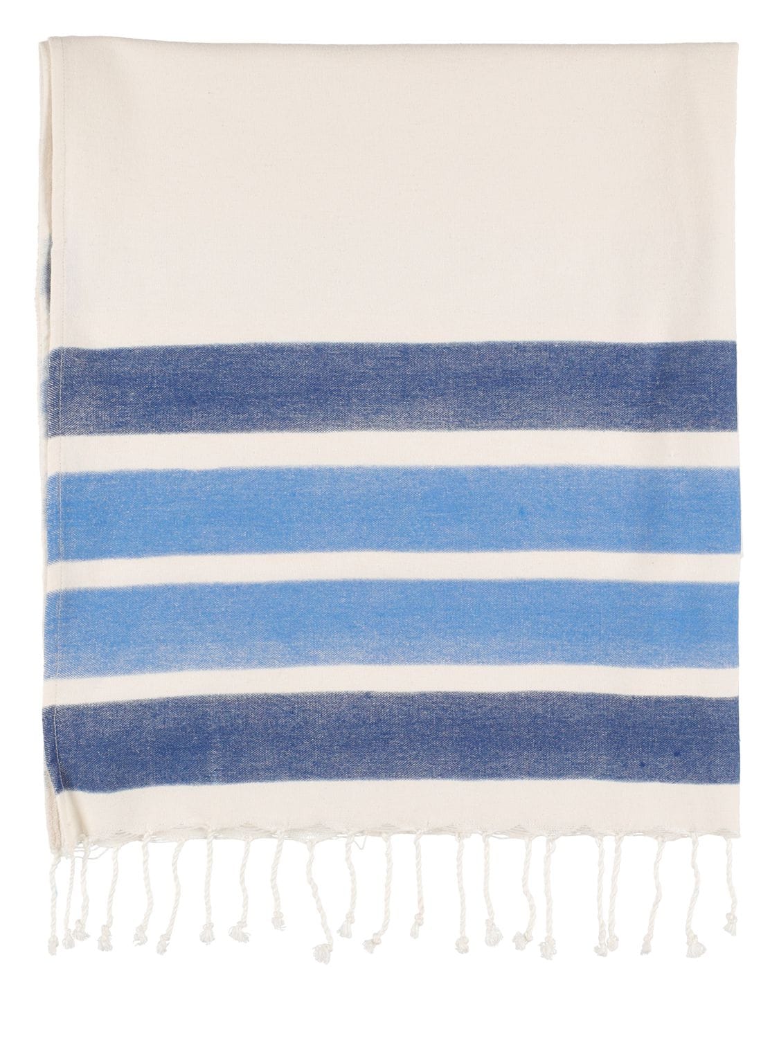 Chloé Kids' Fringed Cotton Towel W/ Logo In White,blue