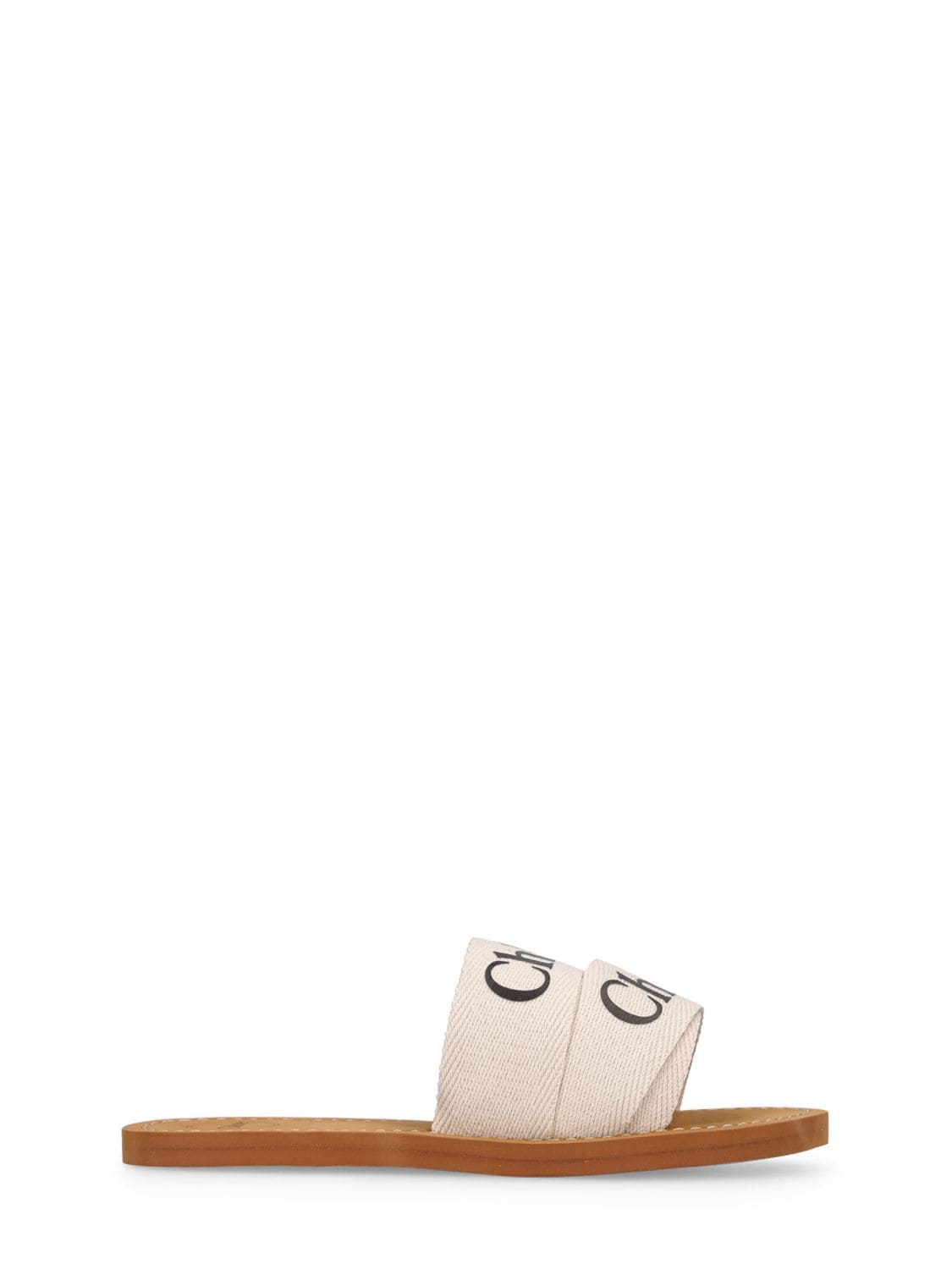 Chloé Kids' Logo Print Slide Sandals In Off White