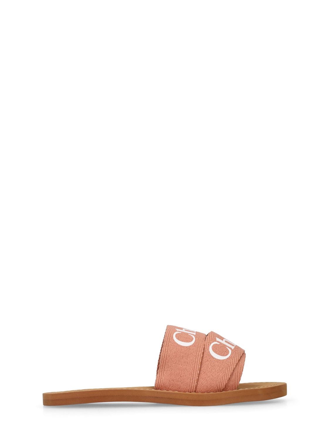 Chloé Kids' Logo Print Slide Sandals In Brown