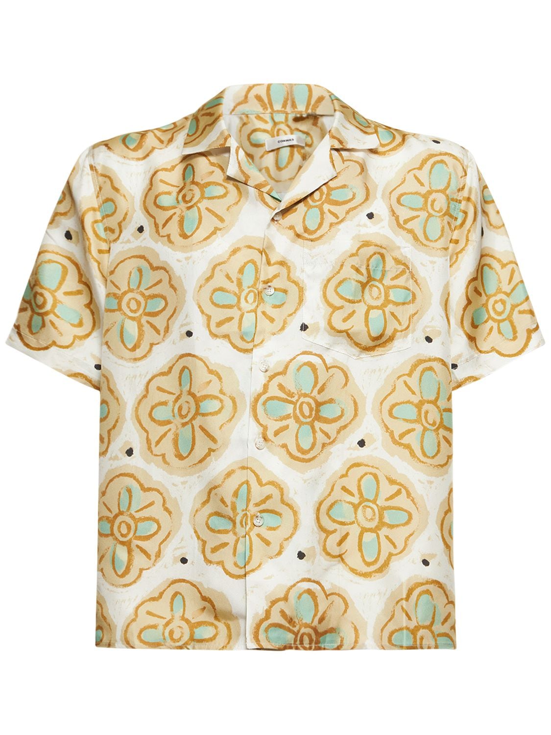 Painted Flower Camp Collar Silk Shirt – MEN > CLOTHING > SHIRTS