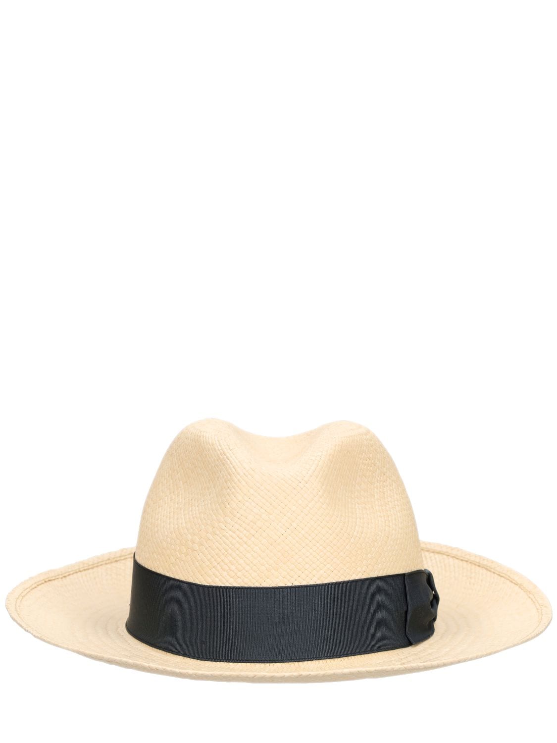 Borsalino Amedeo 7.5cm Brim Straw Panama Hat In White,blue