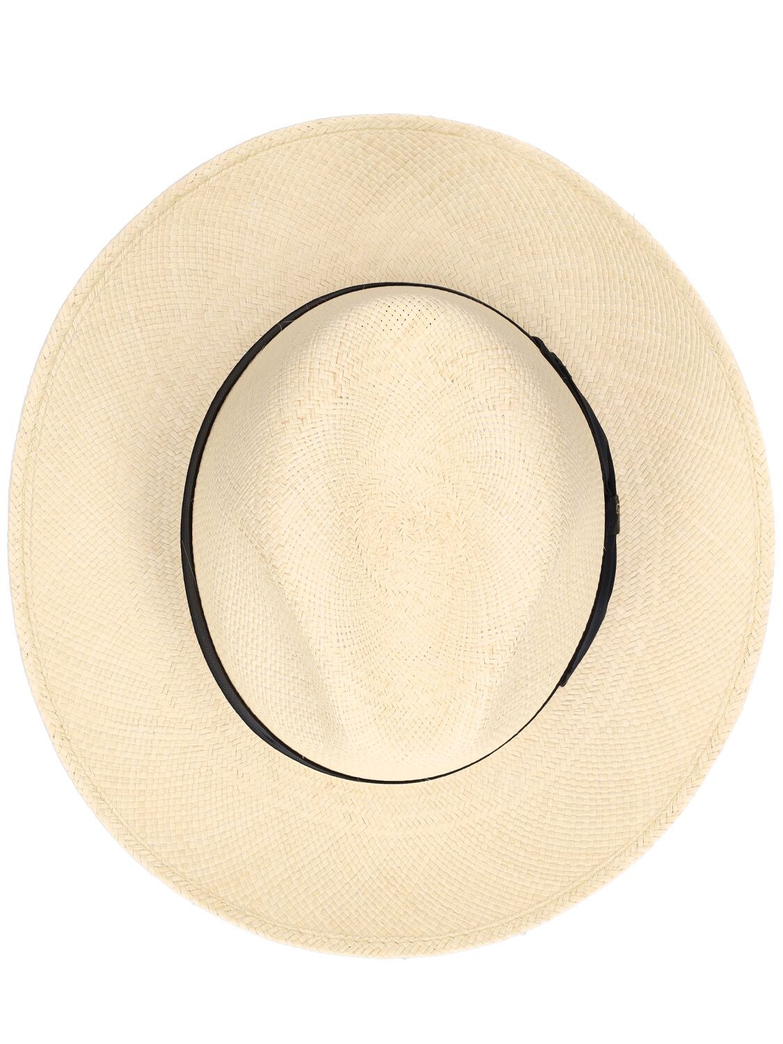 Shop Borsalino Amedeo 7.5cm Brim Straw Panama Hat In Natural,black