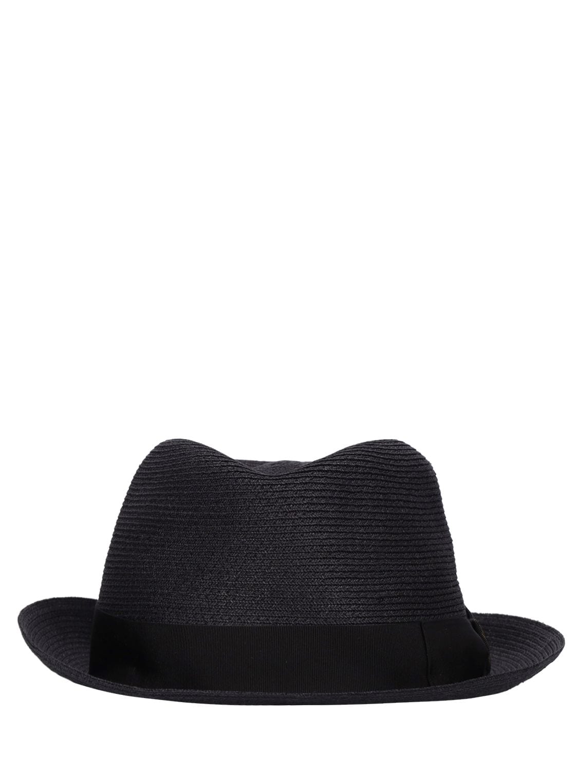 Borsalino Curved-brim Straw Hat In Black