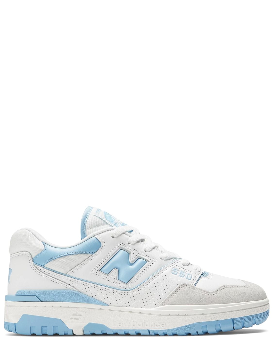 New Balance 550 Leather & Suede Sneakers In White/light Blue | ModeSens