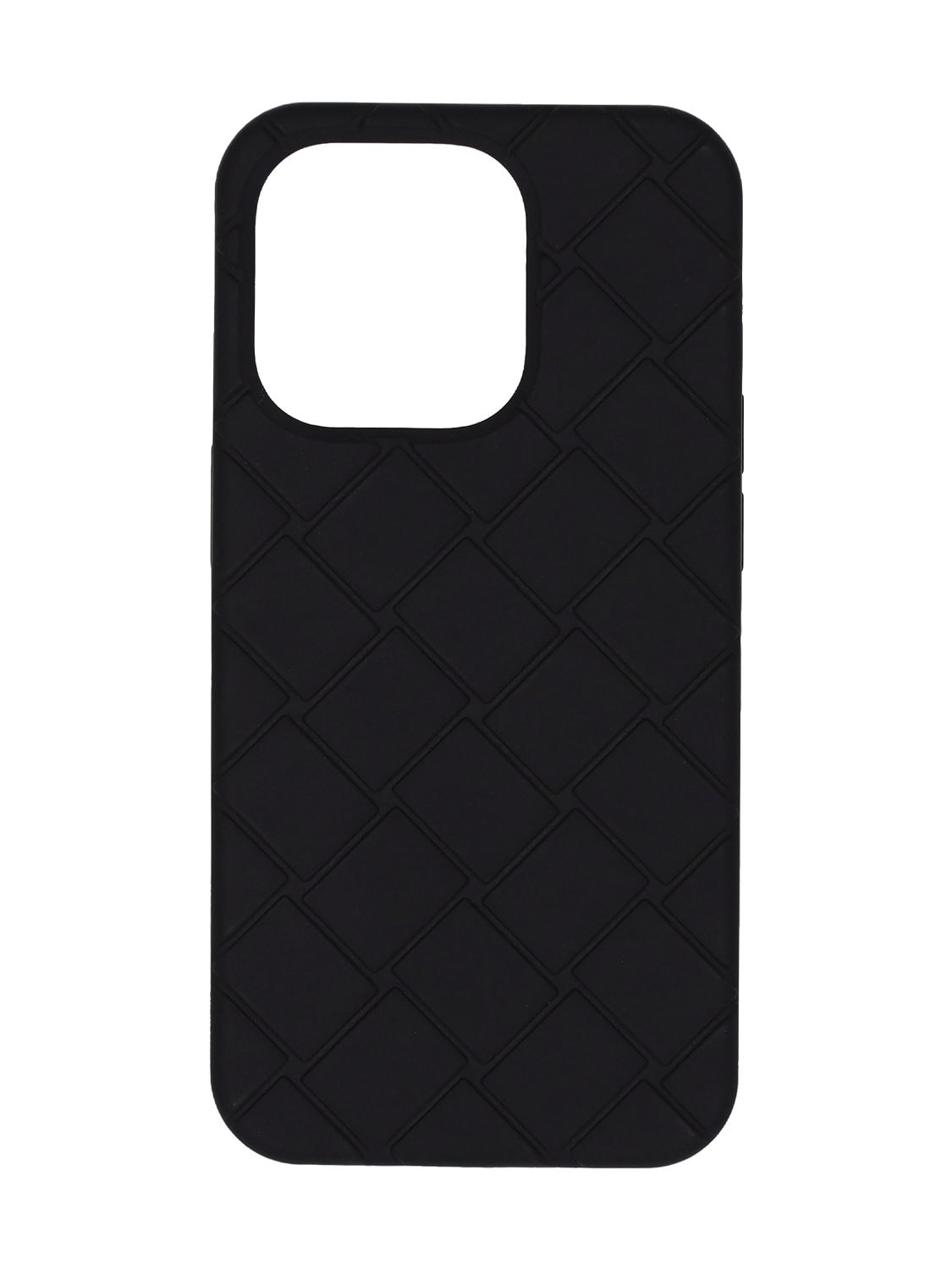 Bottega Veneta Tech Rubber Iphone 14 Pro Case In Black