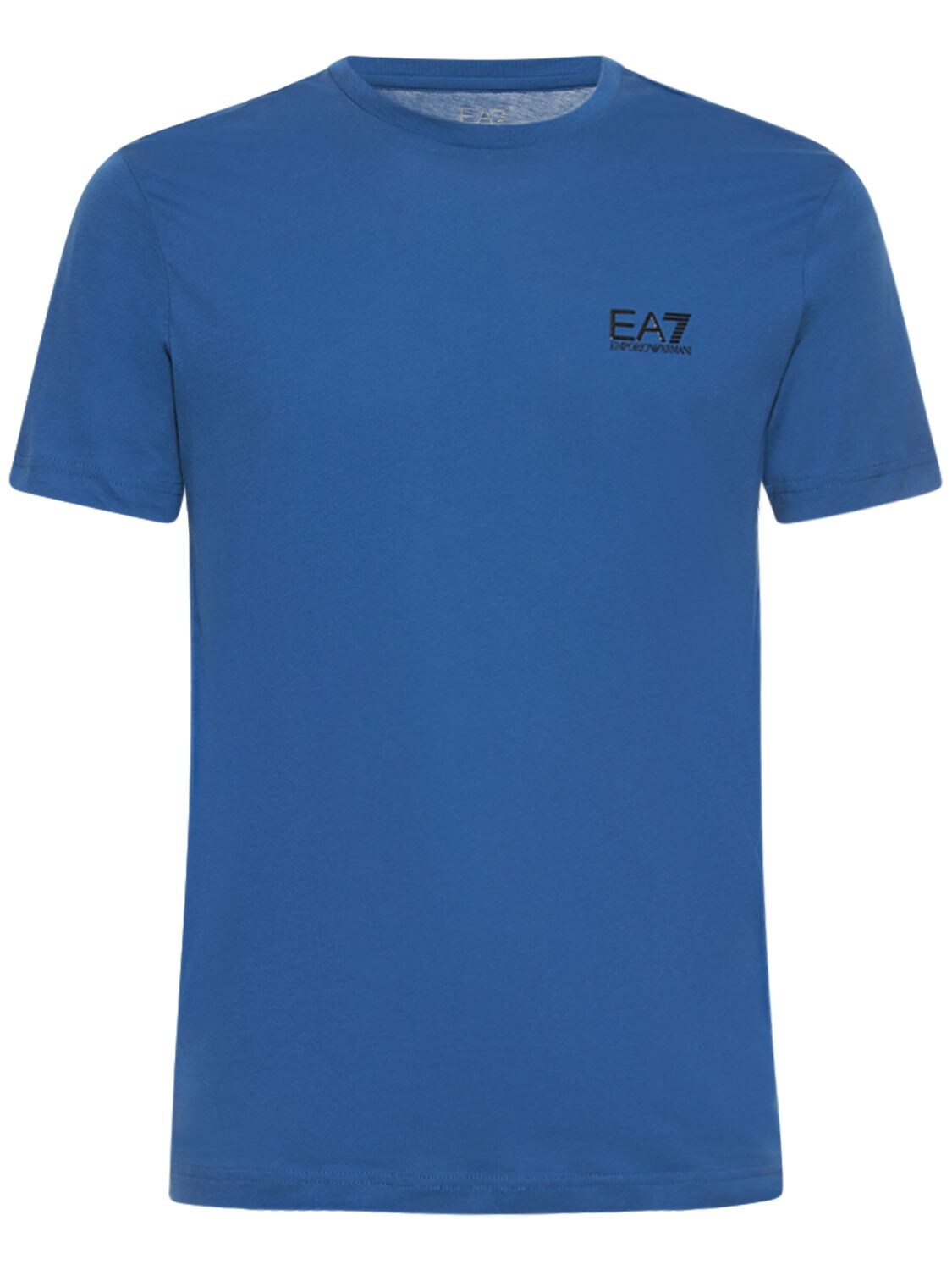 Ea7 Core Identity Cotton Jersey T-shirt In Cobalt,black