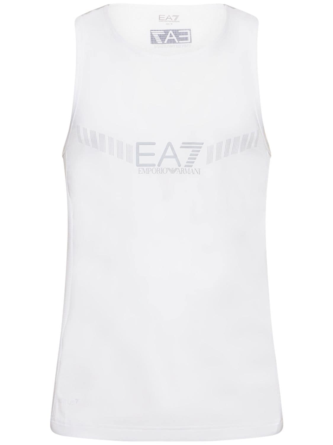 Ea7 Ventus7 Recycled Poly Tank Top In White