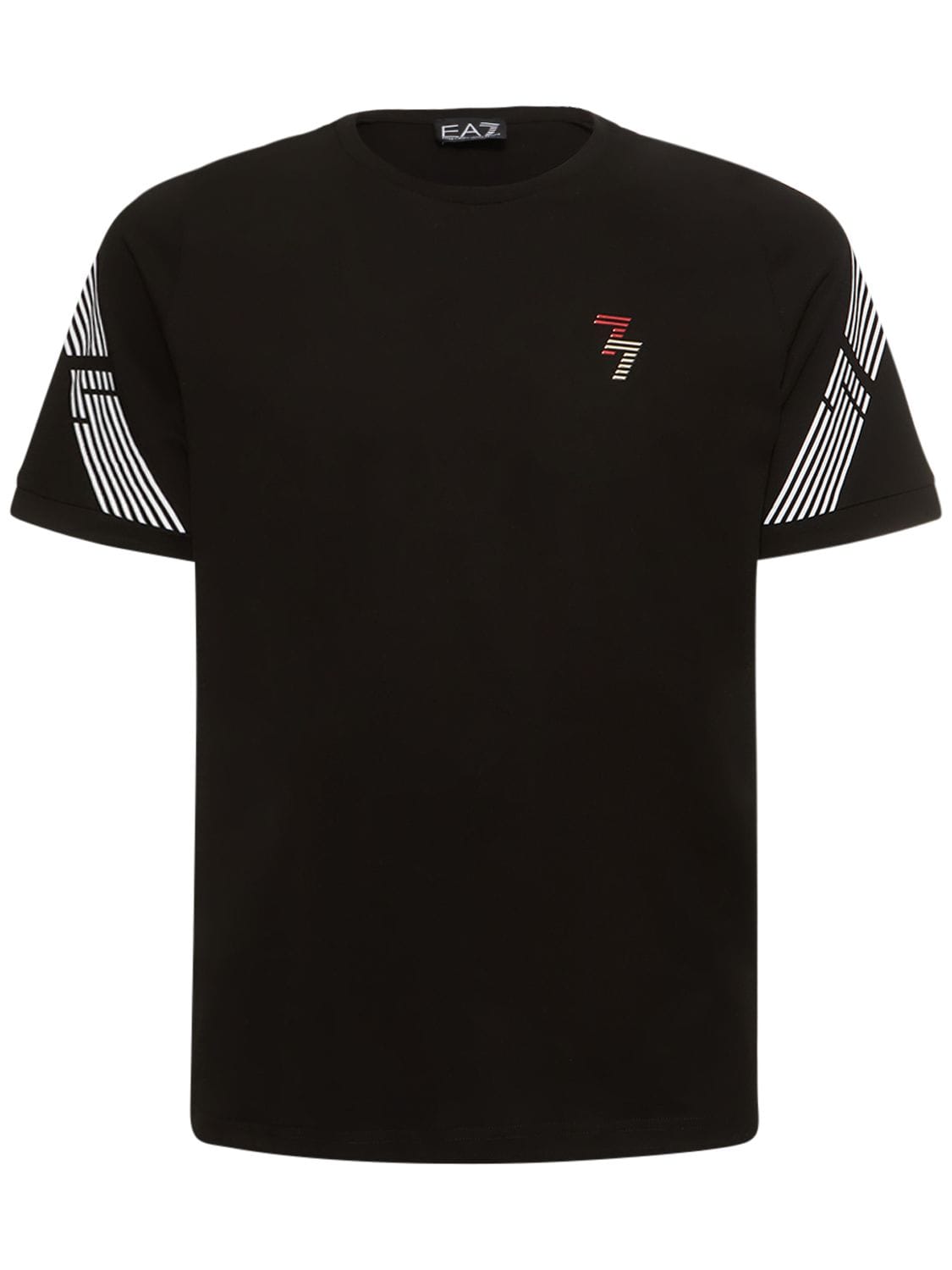 EA7 7 LINES再生棉质平纹针织T恤