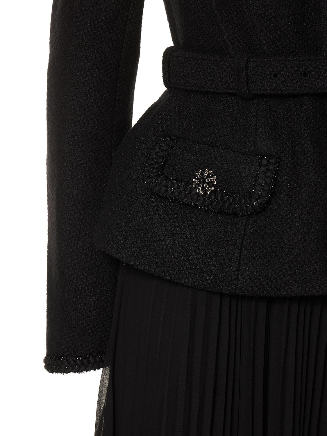 Self-portrait Jacket Pleated Midi-dress In Black