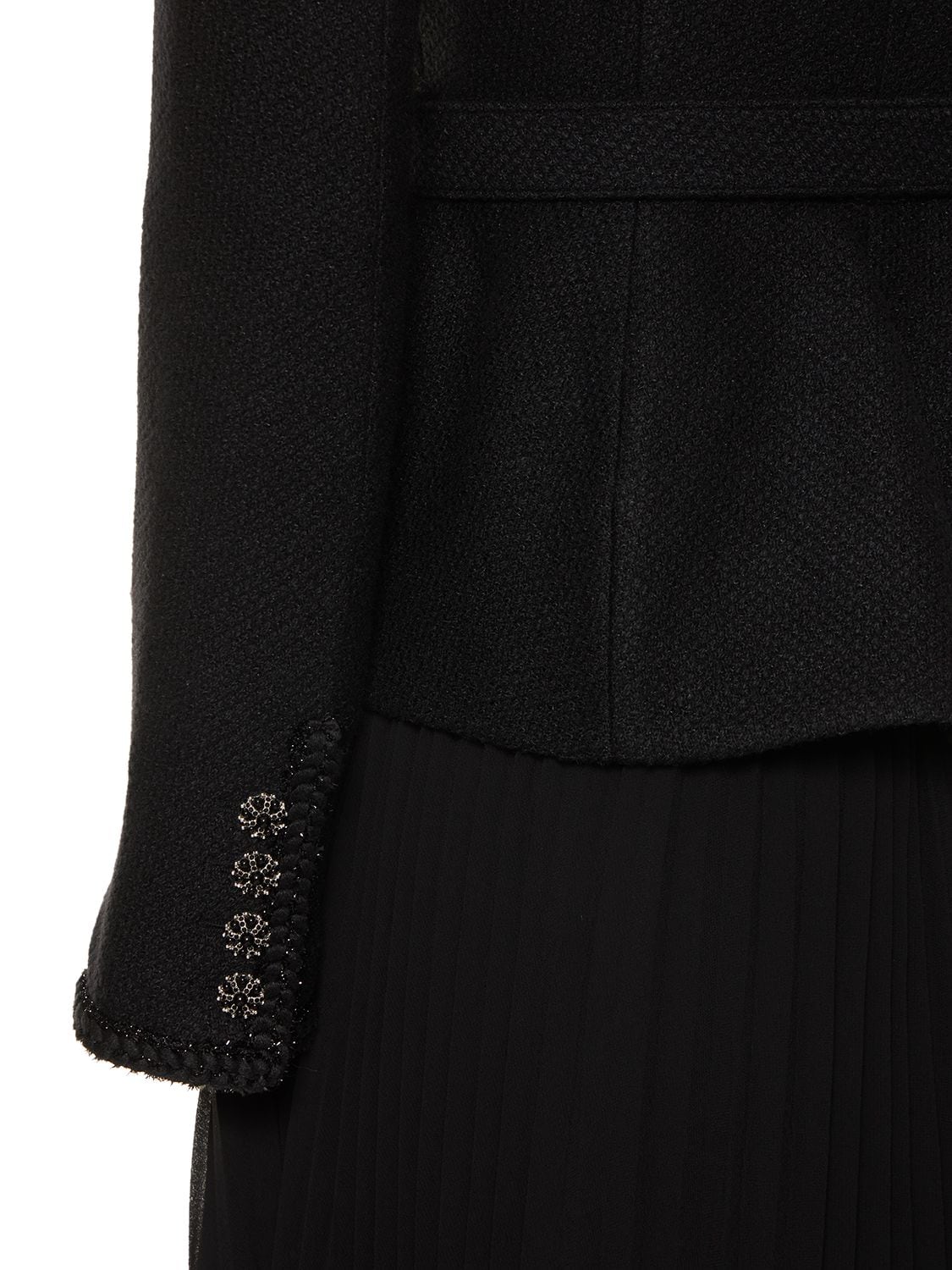 Self-portrait Jacket Pleated Midi-dress In Black