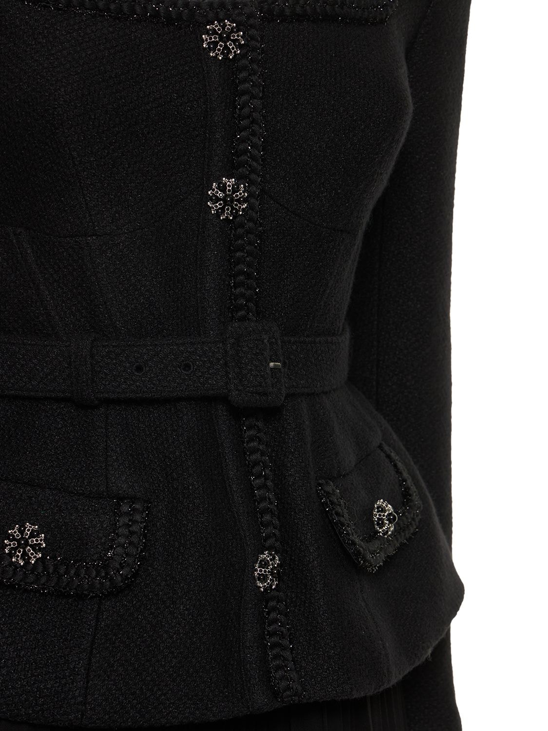 Self-portrait Jacket Pleated Midi-dress In Black