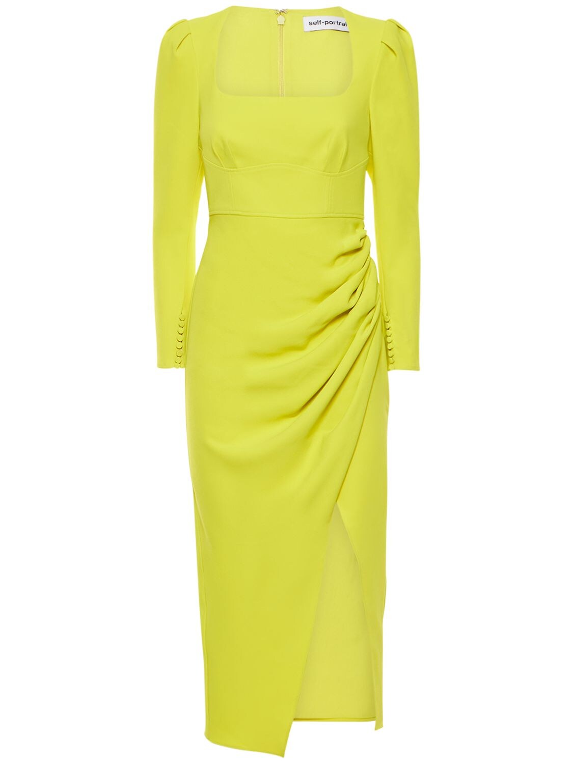 SELF-PORTRAIT RUCHED CREPE MIDI DRESS