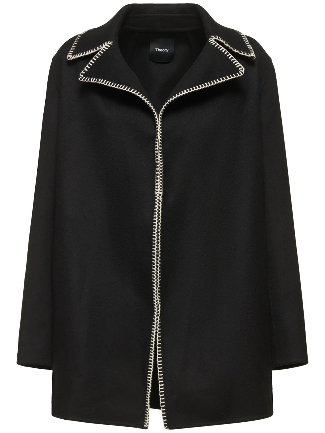 Theory Stitched Open-front Coat In Black