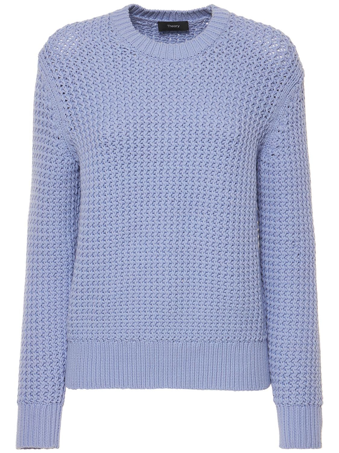 THEORY RICKRACK RIBBED COTTON BLEND SWEATER
