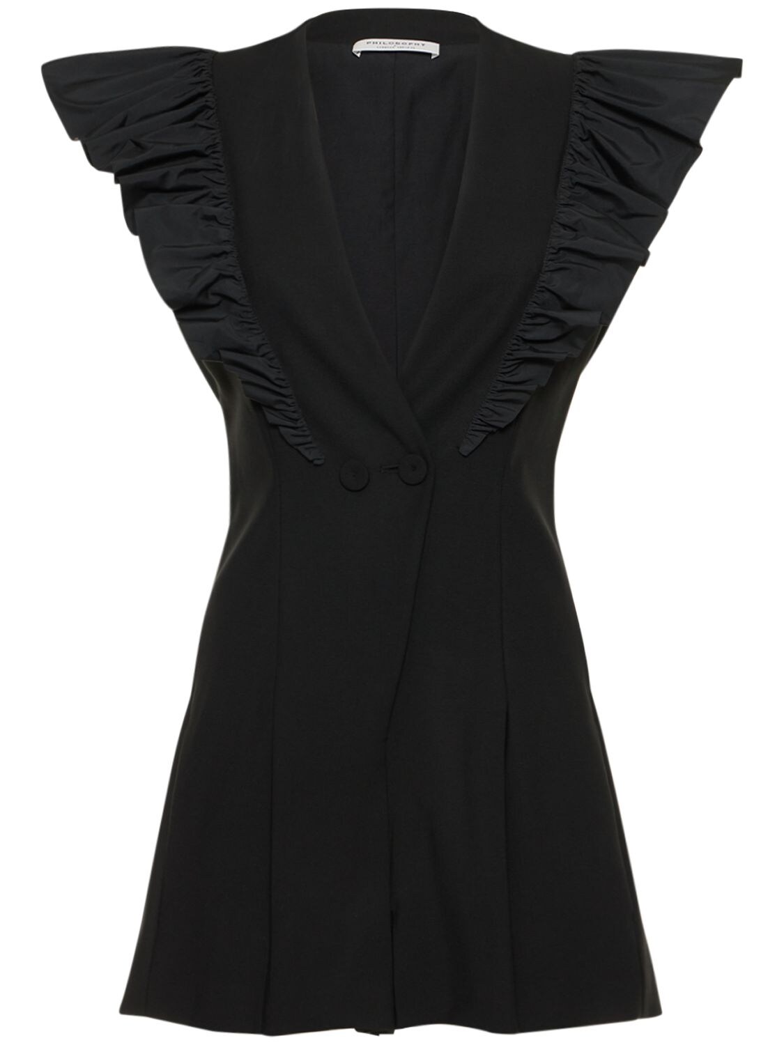 Philosophy Di Lorenzo Serafini Stretch Wool Mini Dress In Black