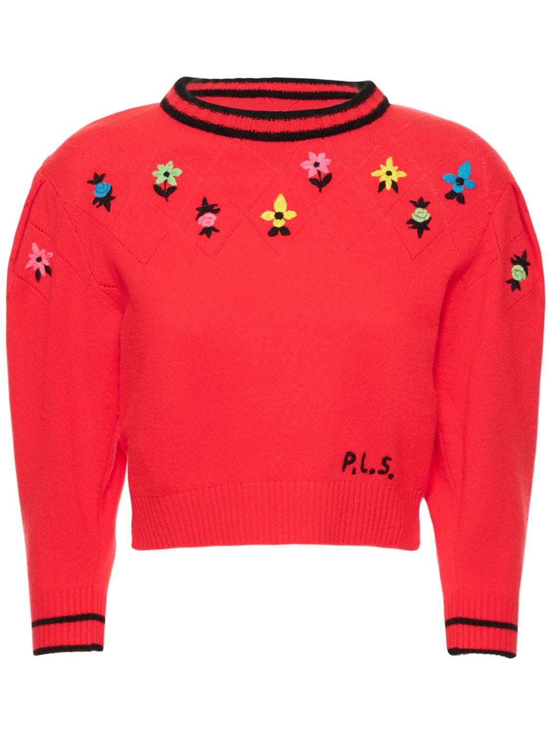 Cashmere Blend Embroidered Crop Sweater – WOMEN > CLOTHING > KNITWEAR