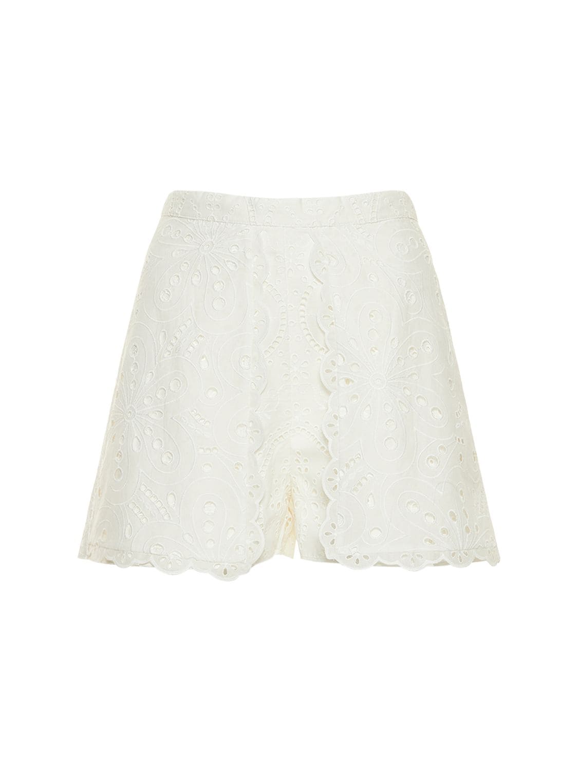 Charo Ruiz Alida Embroidered Cotton Blend Shorts In White