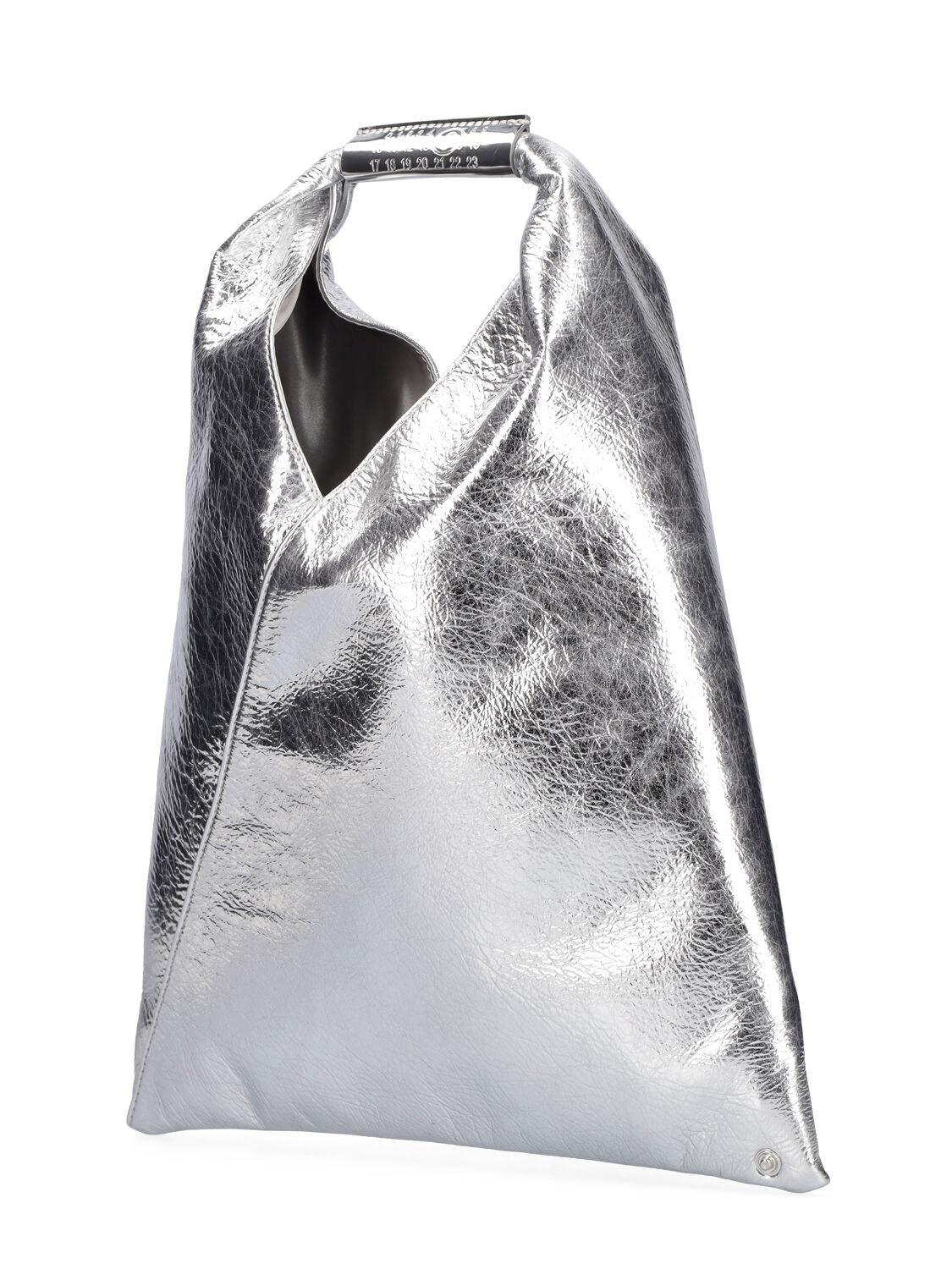 Small Japanese Metallic Top Handle Bag In Gray