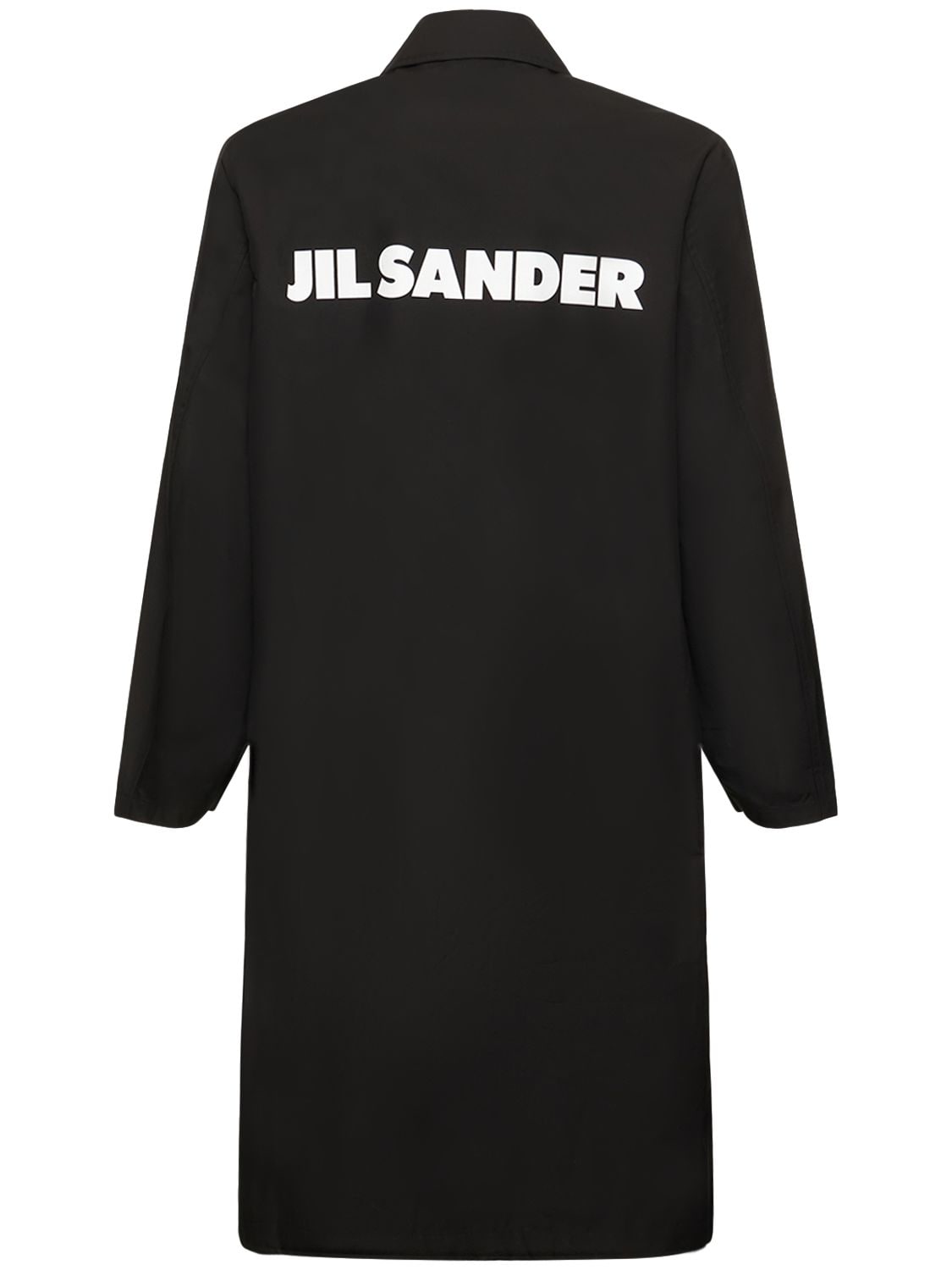 Jil Sander Printed Cotton Poplin Parka Coat In Black