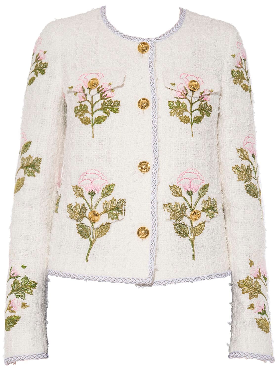 GIAMBATTISTA VALLI Collarless Embroidered Bouclé Jacket | Smart Closet