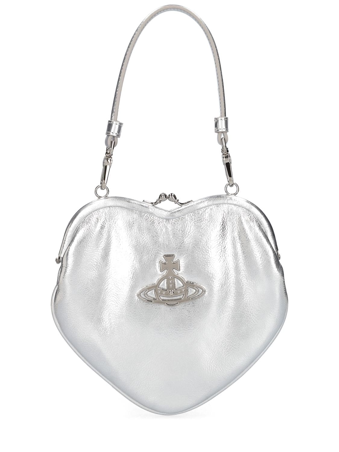 Vivienne Westwood Belle Heart Faux Leather Frame Bag In Silver