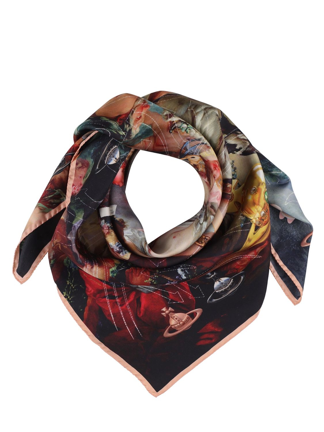 Boucher Classic Square Silk Scarf In Blue,multi