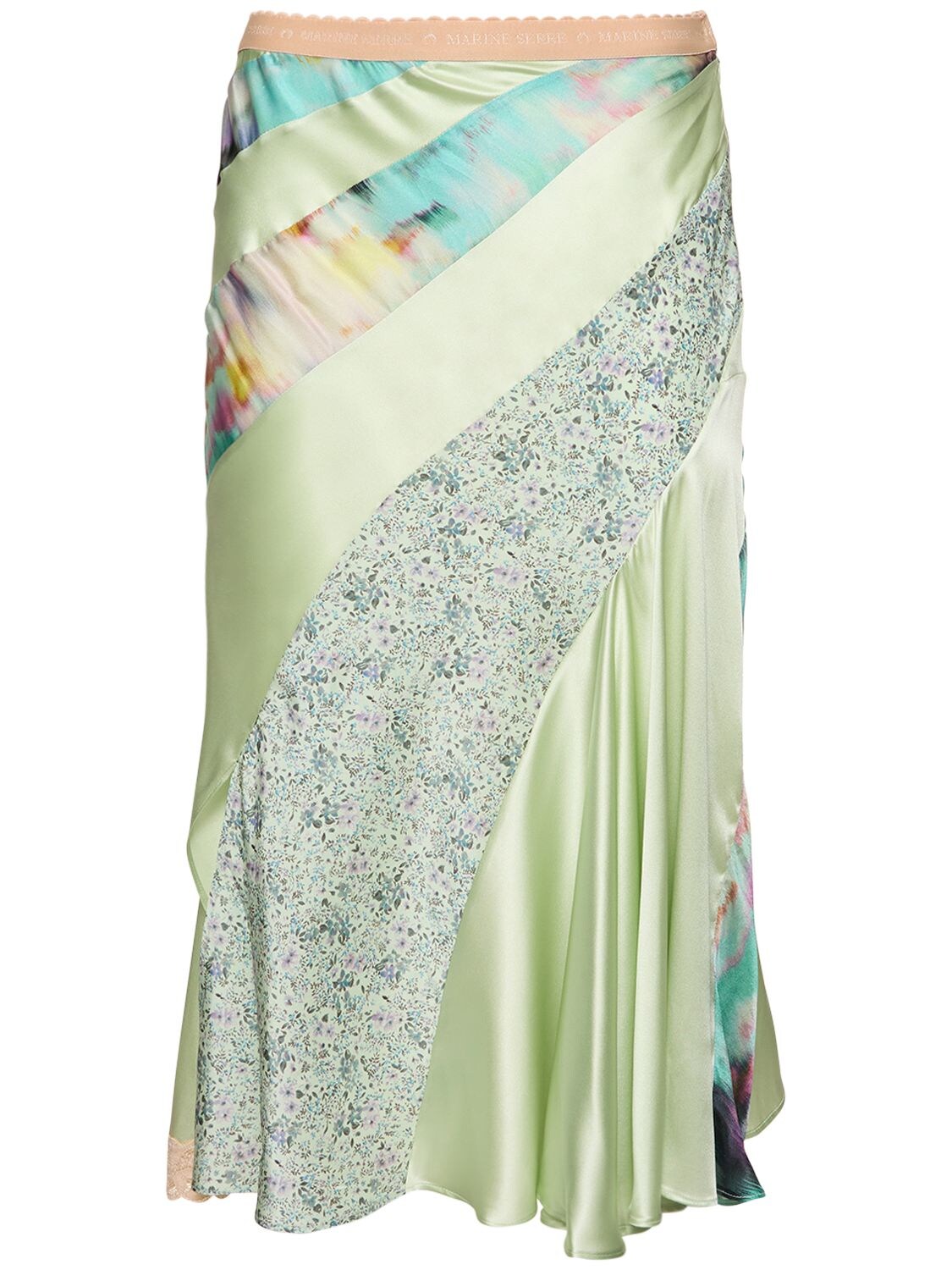 Jupe Midi En Patchwork De Satin De Soie