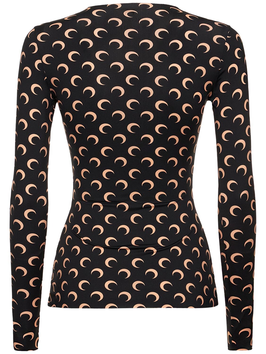 Shop Marine Serre All Over Moon Print Second Skin Top In Black,nude
