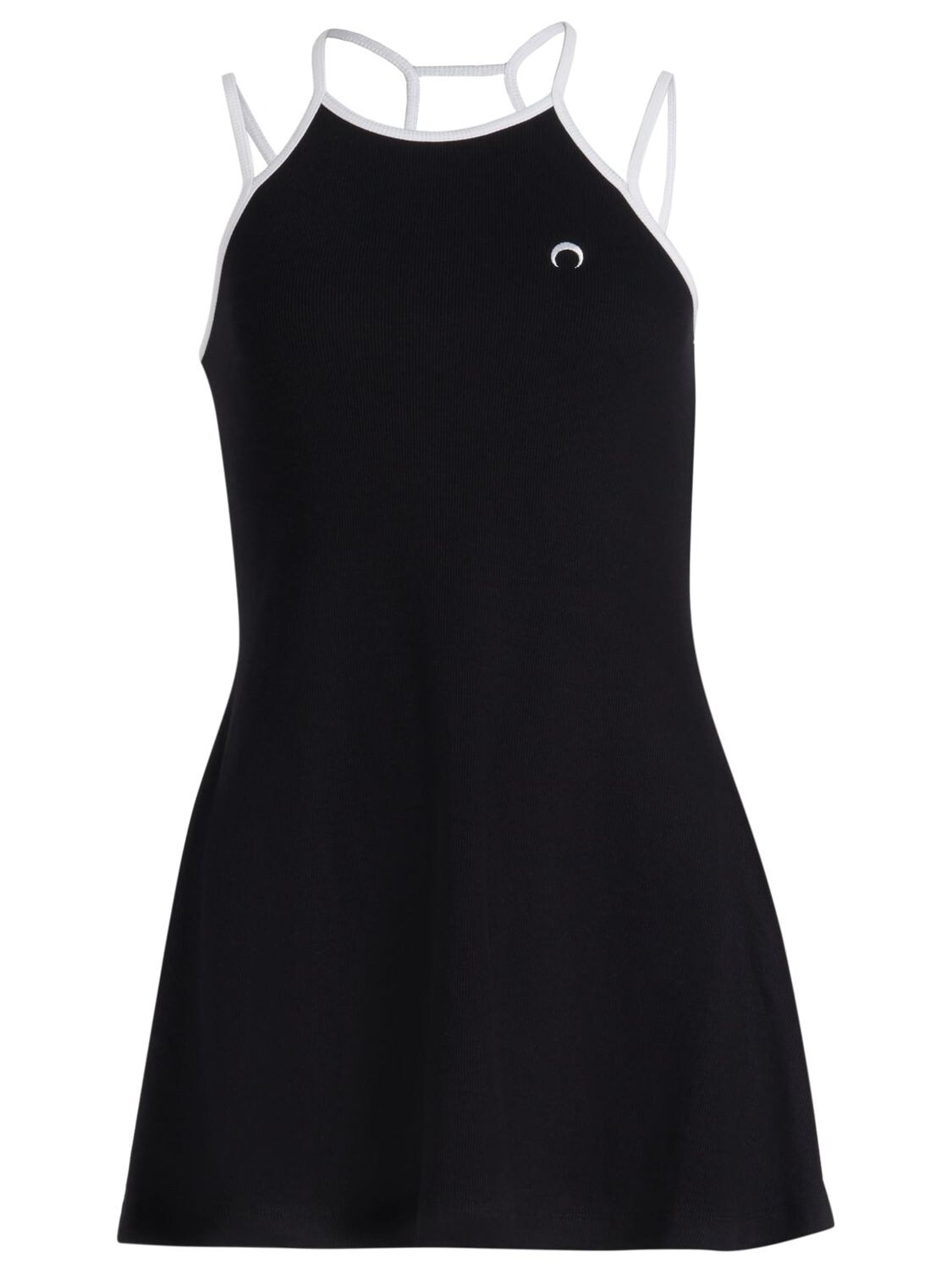 Marine Serre Black Moon Logo Jersey Minidress In Black