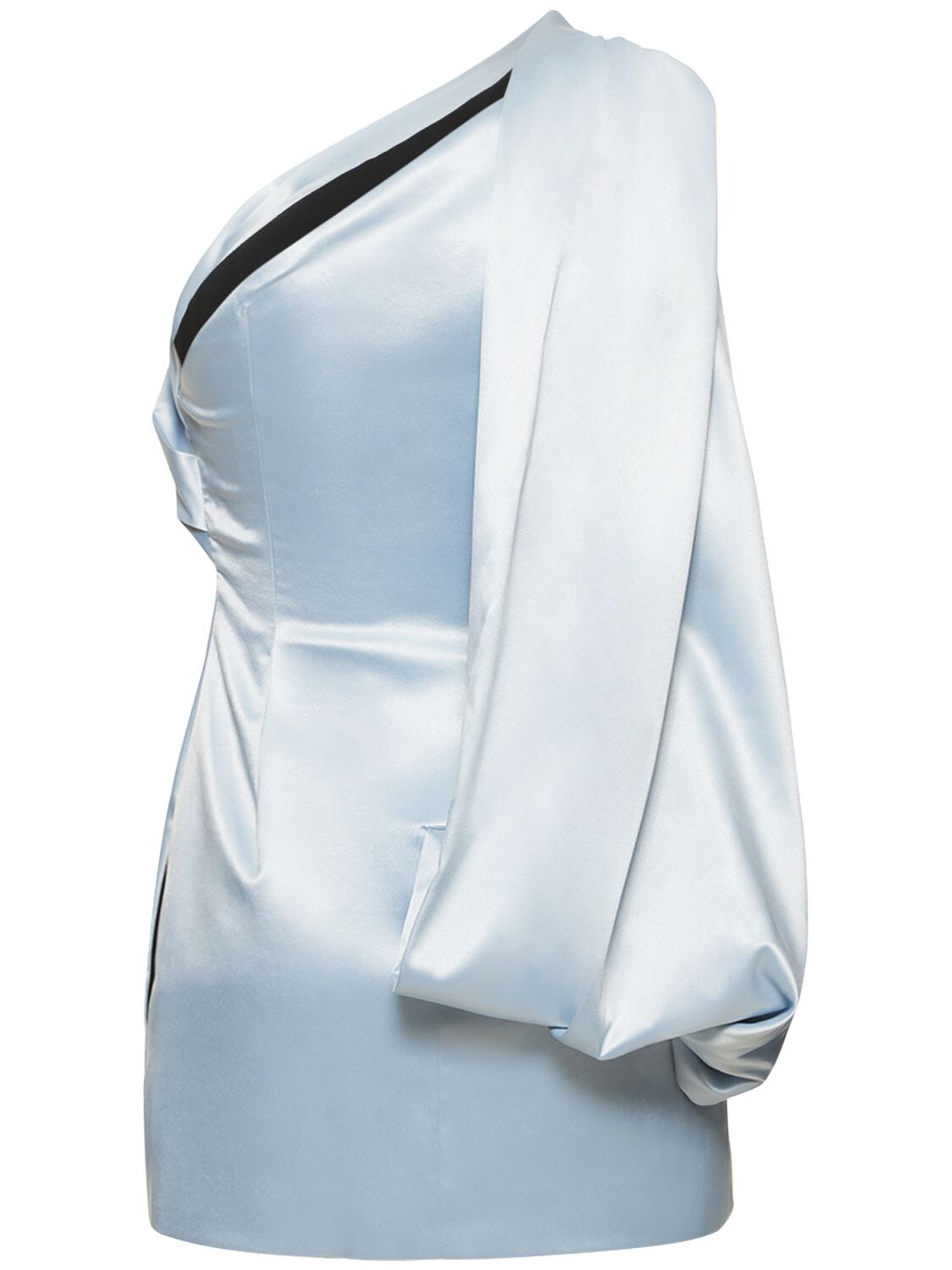 16arlington Blake One Shoulder Satin Mini Dress In Light Blue