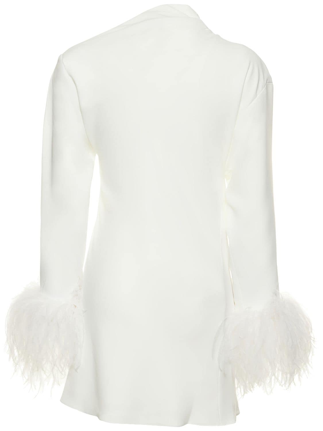 Shop 16arlington Adelaide Crepe & Feathers Mini Dress In White