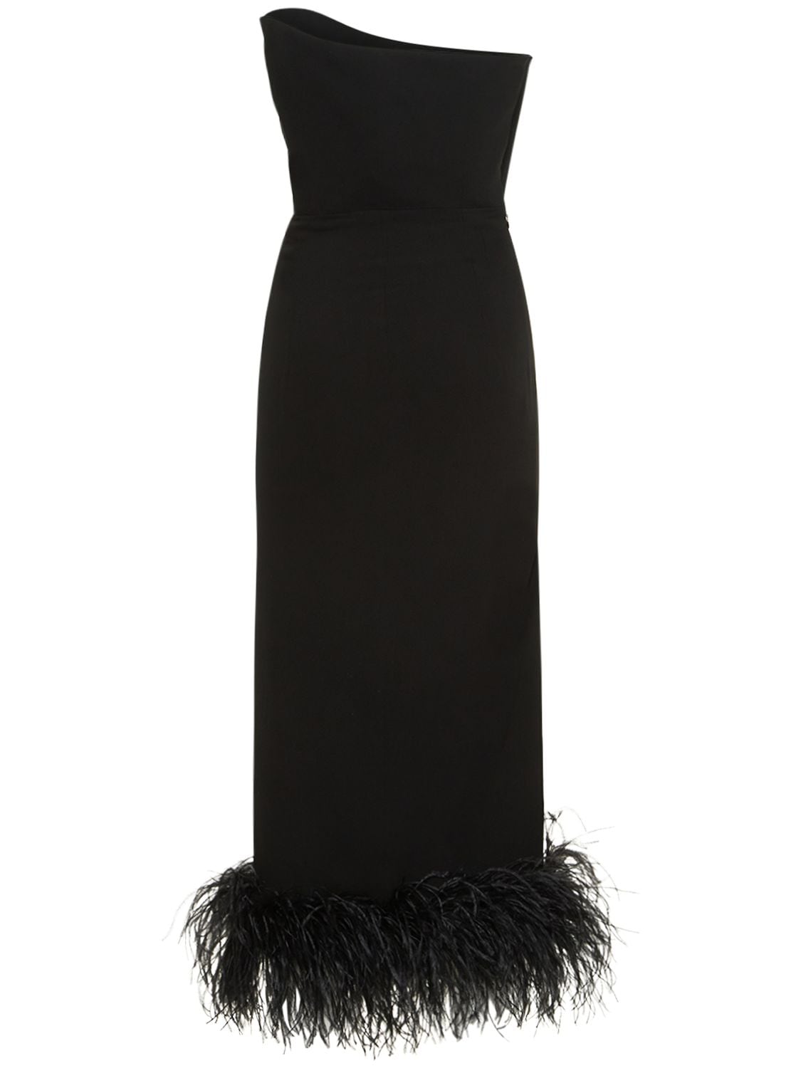Shop 16arlington Minelli Crepe & Feathers Long Dress In Black