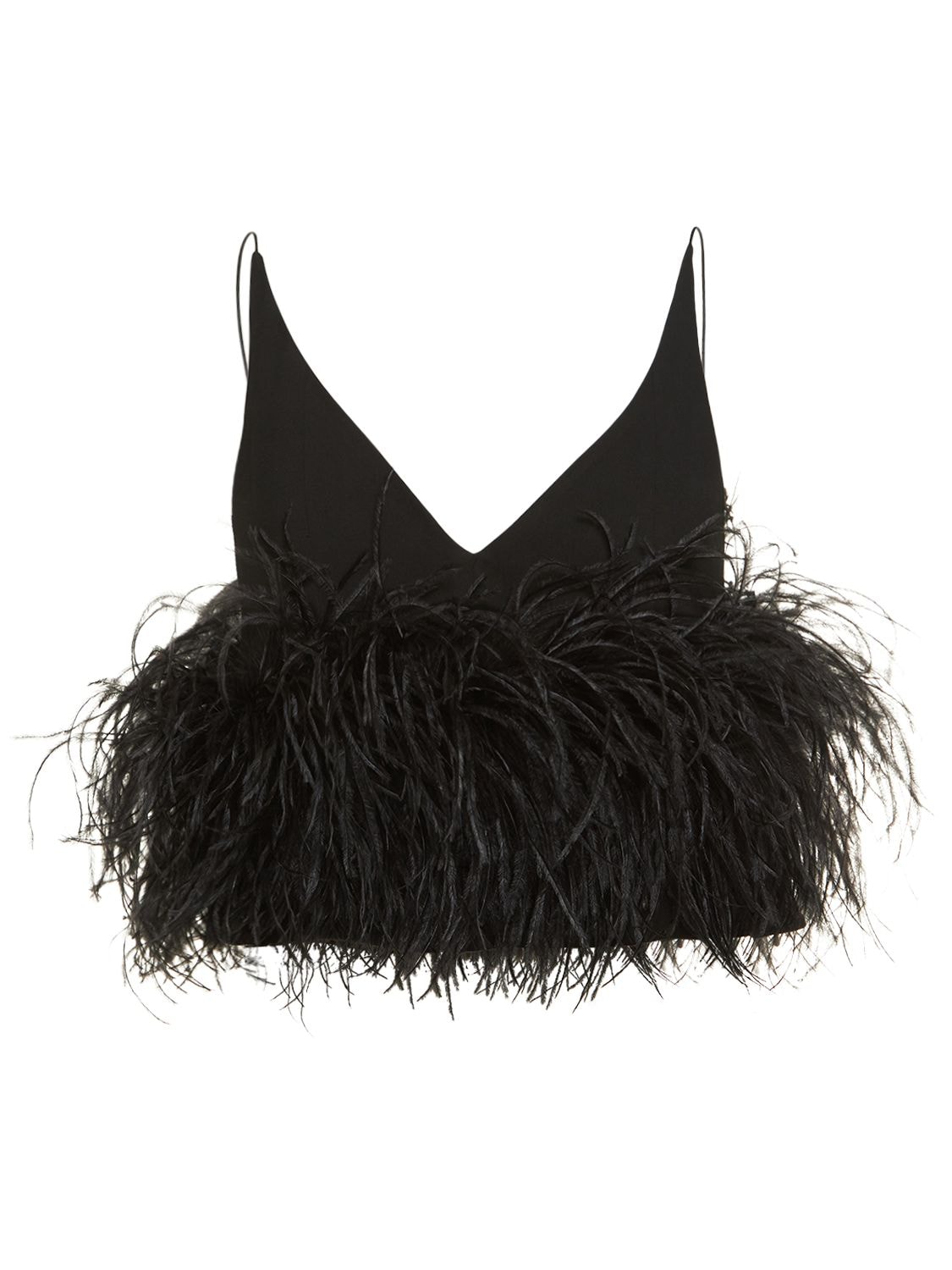 16ARLINGTON POPPY CREPE & FEATHER CAMISOLE CROP TOP