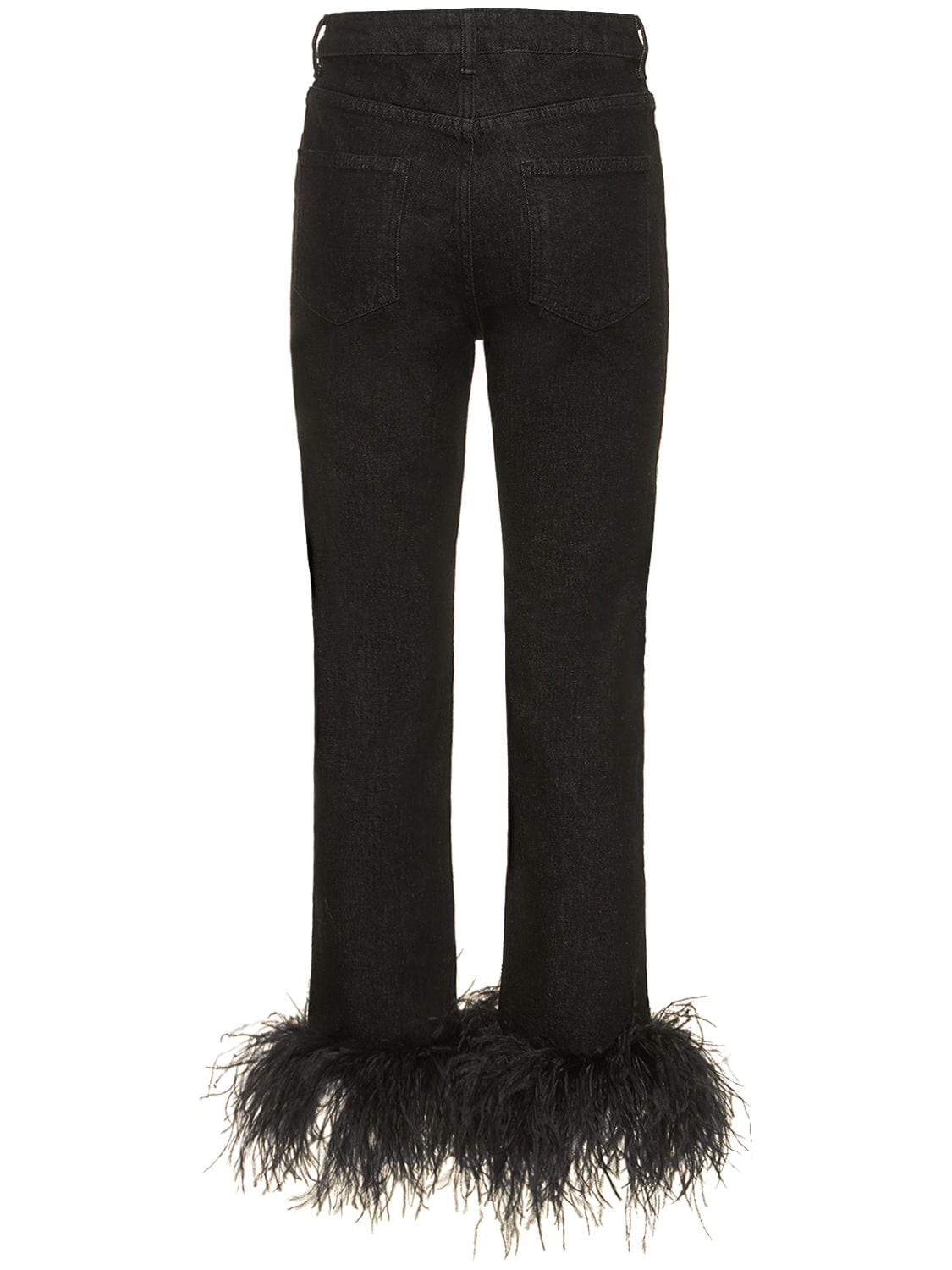 Shop 16arlington Ireri Denim High Waist Jeans W/ Feathers In Black