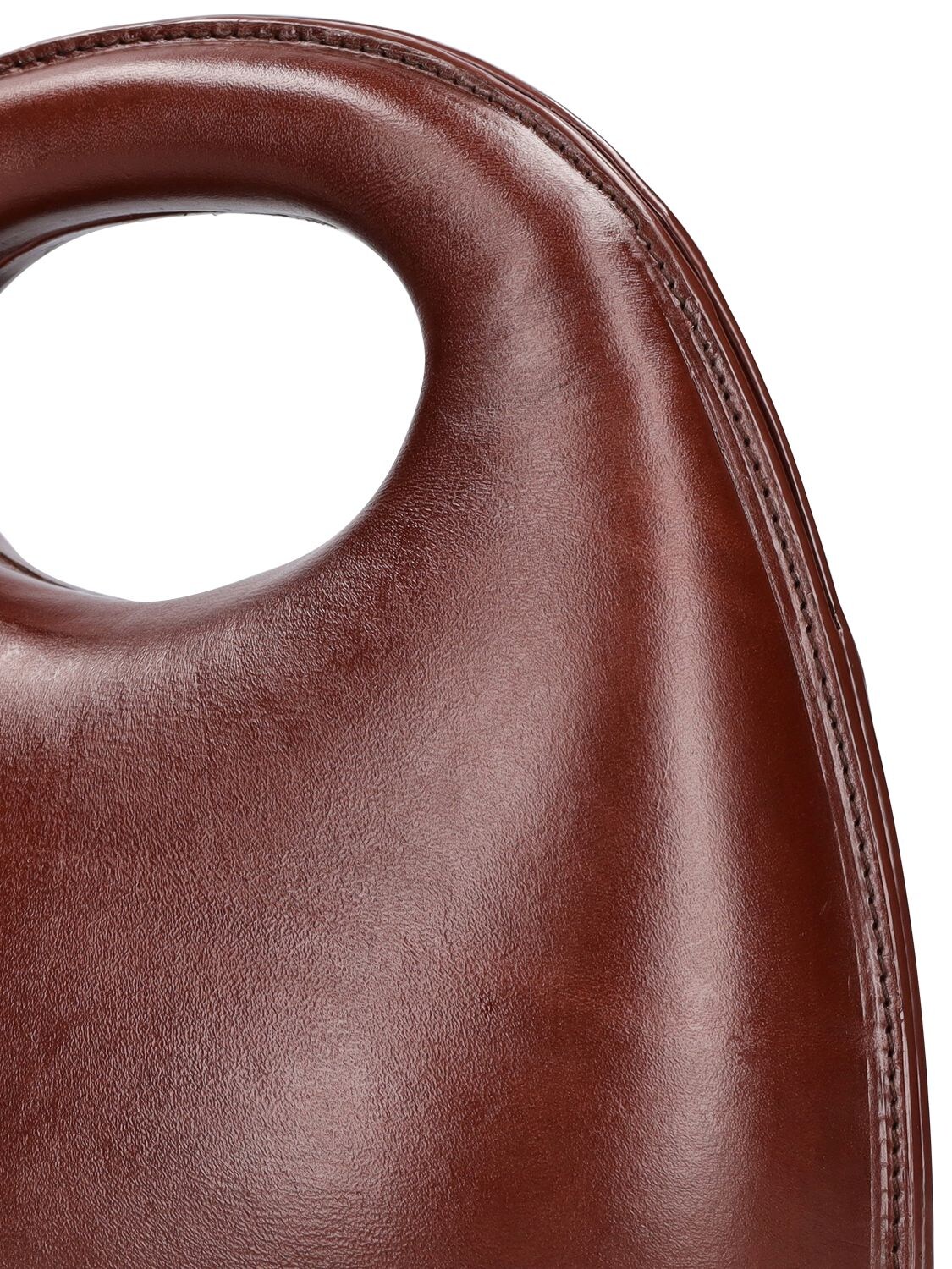 Lemaire Egg Leather Shoulder Bag In Chocolate Fondant