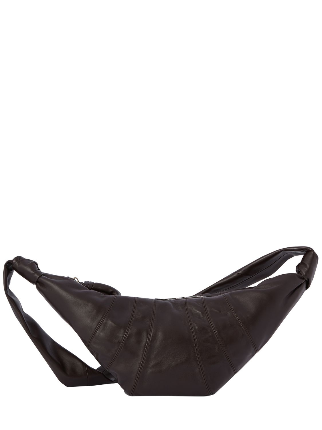 Lemaire Medium Croissant Leather Shoulder Bag In Dark Brown
