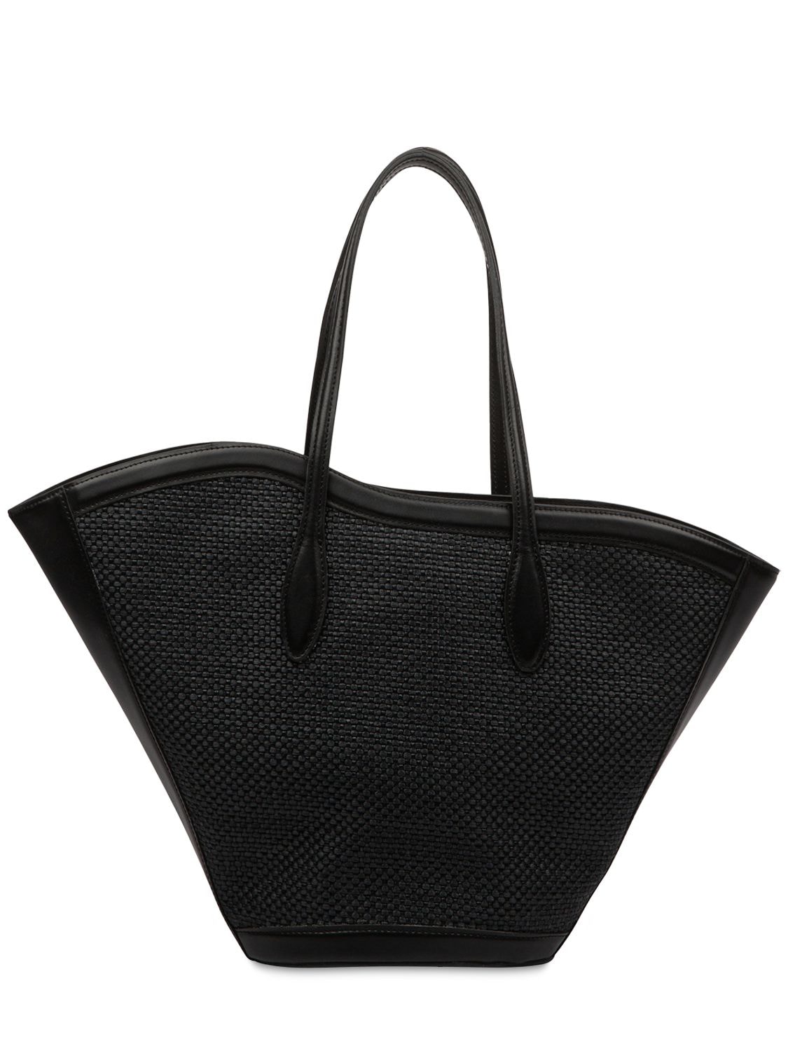 Little Liffner Tall Tulip Raffia Tote Bag In Black